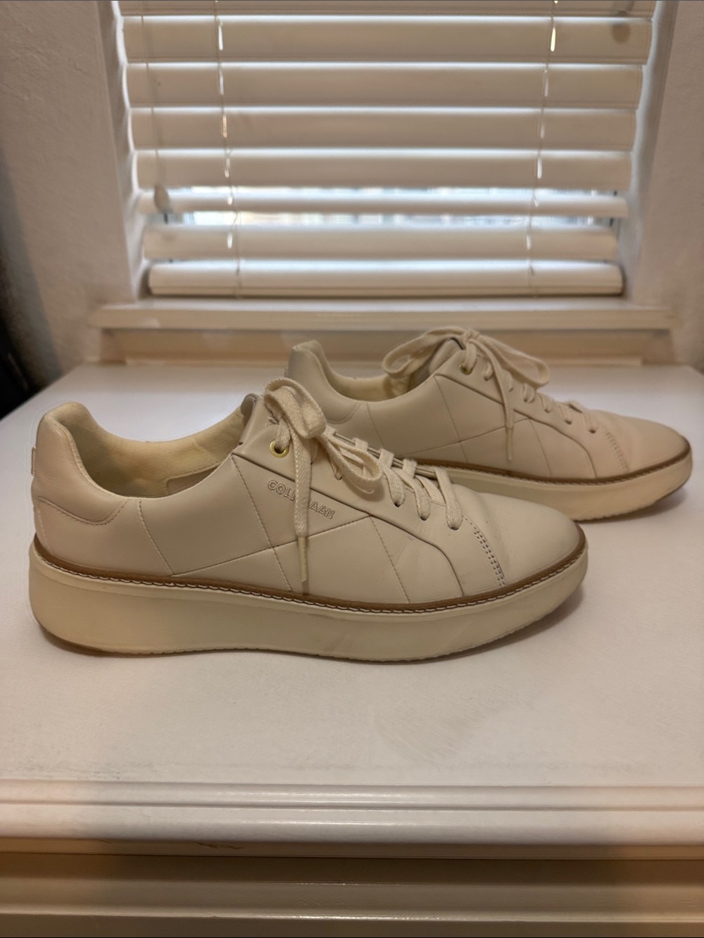 Cole Haan Cream/Beige Leather Platform Sneakers
